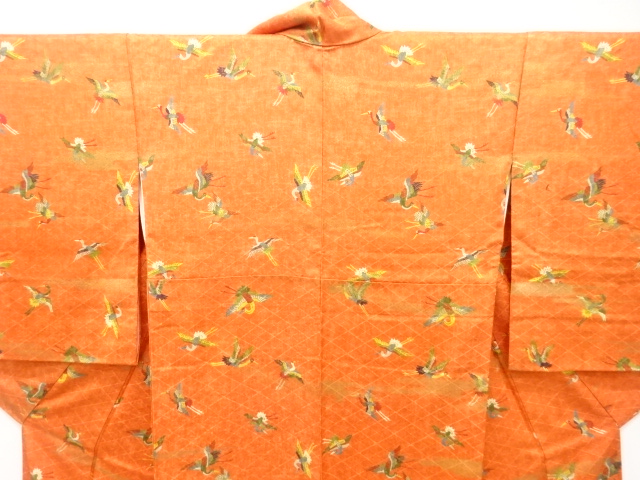  金彩　霞に鶴模様　小紋着物